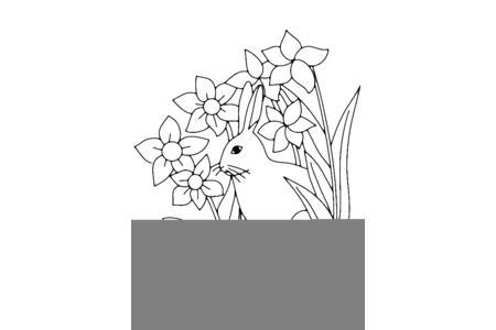 Coloriage Fleurs et lapin 01 – 10doigts.fr